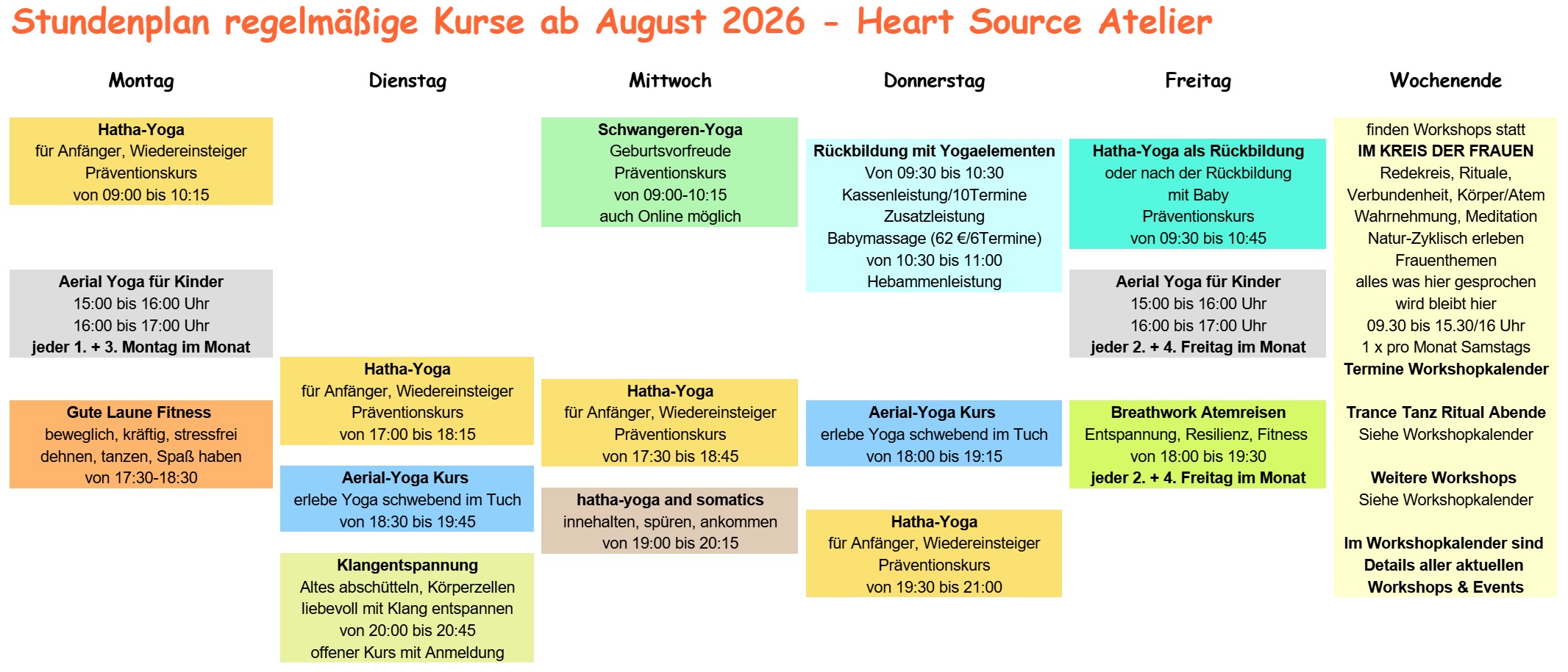 Kalender Heart Source ab August 2026 Kalender Kurse Yoga Breathwork Trance Tanz Rituale Frauenkreise